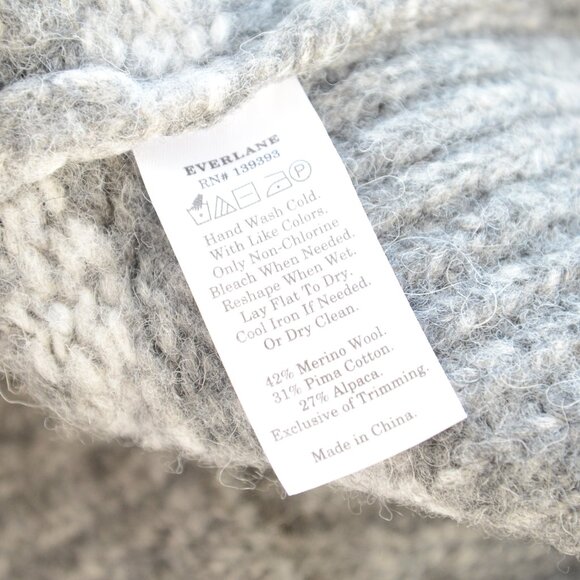 Everlane The Cloud Checkered Turtleneck Sweater Grey Sz S - Picture 6 of 6